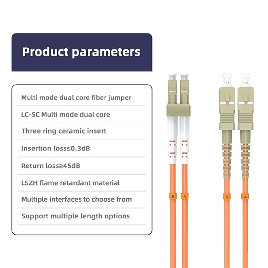 Multimode Duplex OM1 Fiber Patch Cable LC/UPC to SC/UPC 25M/82FT Fiber Optic - Image 4