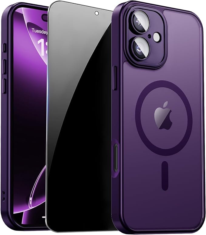 for iPhone 16 Case with Privacy Screen Protector and Camera Protection by ZOZDOKG