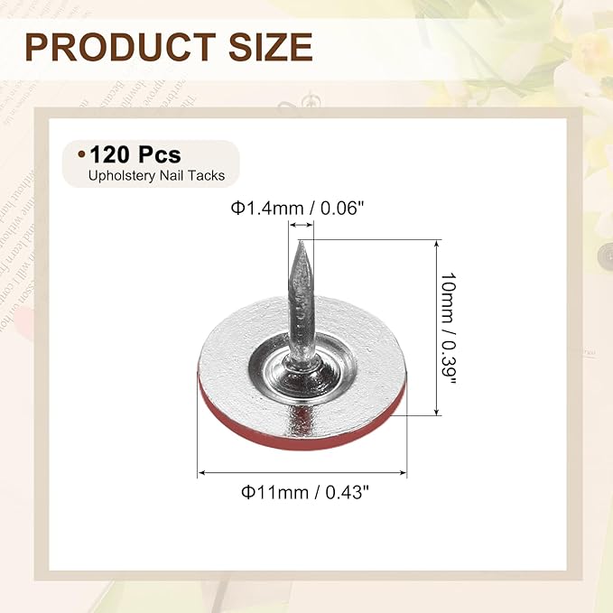 uxcell 120Pcs Push Pins, 11mmx13mm Round Flat Head Decorative Thumb Tacks Upholstery Tacks for Cork Board Office Wall Hangings, Red