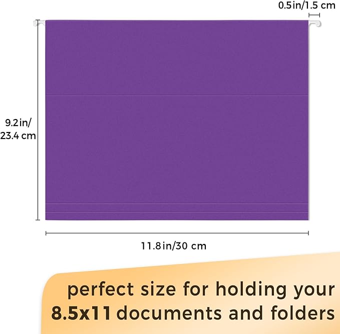 SUNEE 25 Pack Hanging File Folders, Purple Folders, Hanging File Folders Letter Size with 1/5-cut Tabs, Stay Organized for Your Home and Office Bulk File and Documents