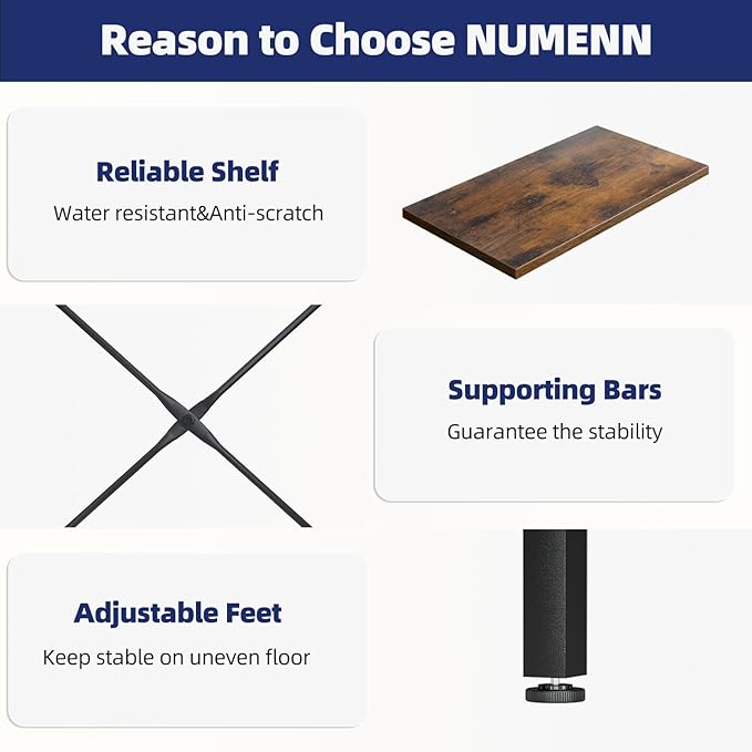 NUMENN Triple Column 4 Tier Bookshelf, Bookcase with 11 Open Display Shelves, Adjustable Rustic Industrial Style Book Shelves, Modern Bookshelves for Bedroom, Living Room and Home Office, Vintage