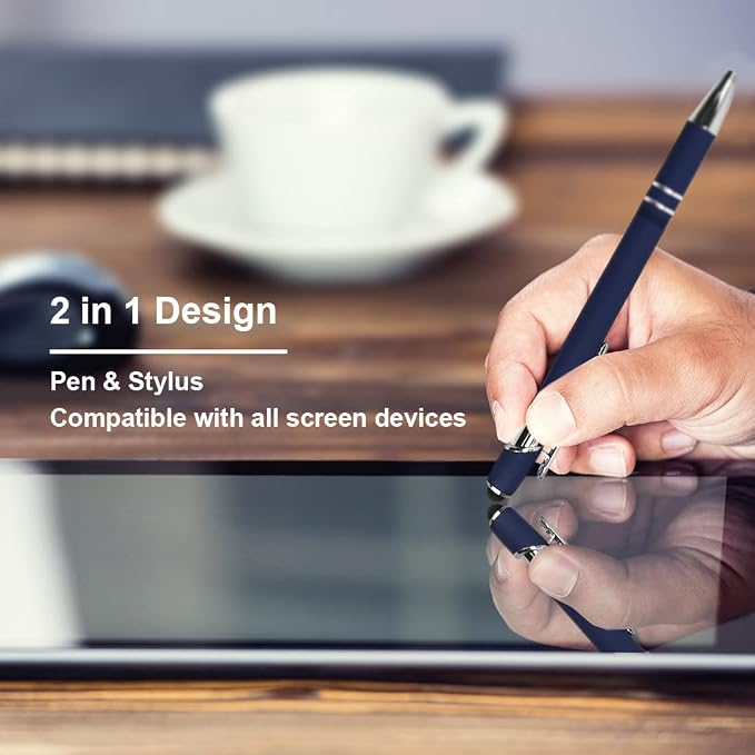 Oddmoal Ballpoint Pen with Stylus Tip, Soft Touch Click Metal Pen, 1.0mm Medium - Image 3