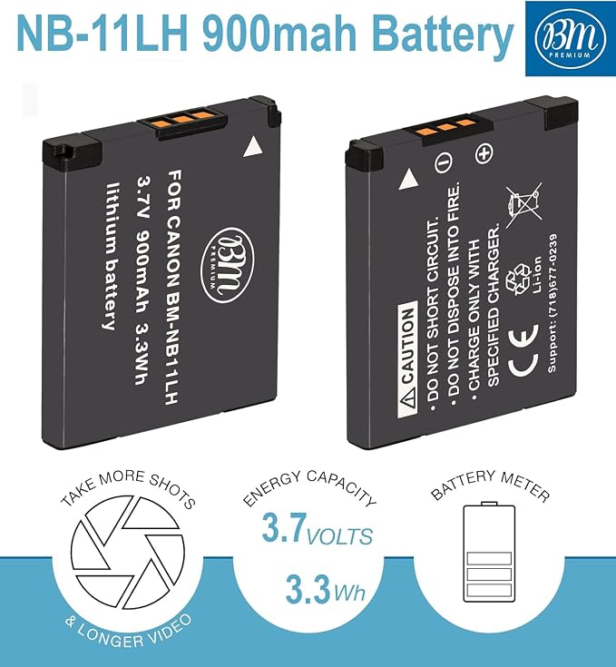 BM 2 Pack of NB-11LH Batteries for Canon PowerShot Elph 110 Elph 130 Elph 135 - Image 2
