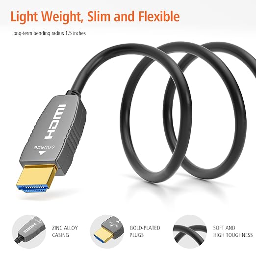 RUIPRO 8K Fiber Optic HDMI Cable 33 Feet, CL2 Rated 48Gbps 8K60Hz 4K120Hz - Image 5