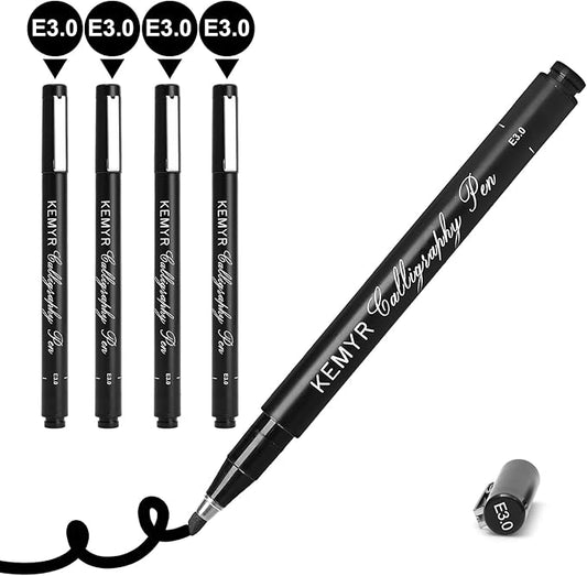 4 Micro Fine liner Drawing Art Pens Calligraphy Pens: E3.0 Size Black Art supplies Waterproof Archival Black Ink Markers For Artists,Use for Professional Watercolor,Sketching