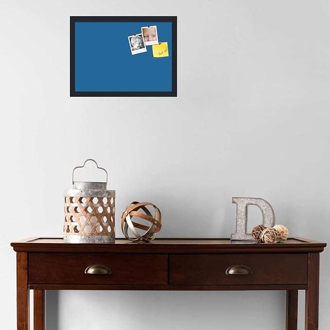 PinPix 18x13 Inch Cork Bulletin Board. This Decorative Framed Pin Board Comes with Navy Pastel Design and a Satin Black Frame. Ideal for Home Office Decor or Message Board (PinPix-1811)