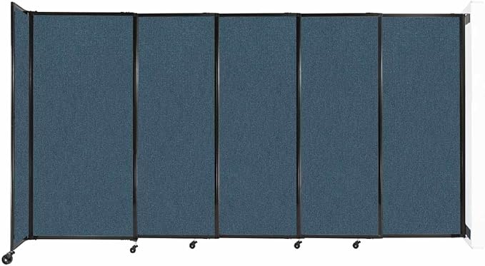 Wall-Mounted Sliding StraightWall Room Divider | Adjustable Widths | Locking Wheels | Room Separator | Up to 11'3" Wide x 6' Tall Caribbean Fabric Panels