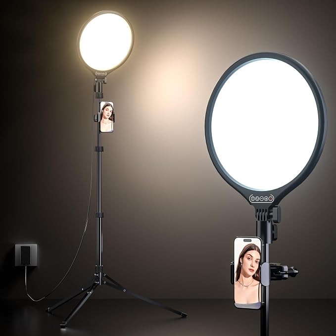 UBeesize 10" LED Light with 62" Tripod Stand, Phone Holder & Remote by UBeesize