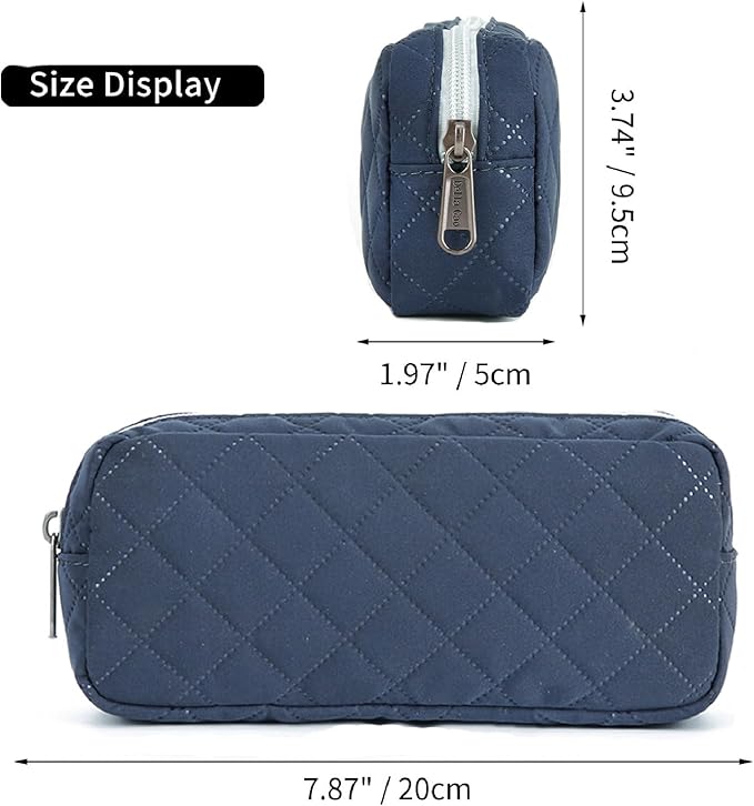 Della Gao Small Pencil Case Large Capacity Pencil Pouch Marker Pen Bag Coin Pouch Office Stationery Organizer (Dark Blue)