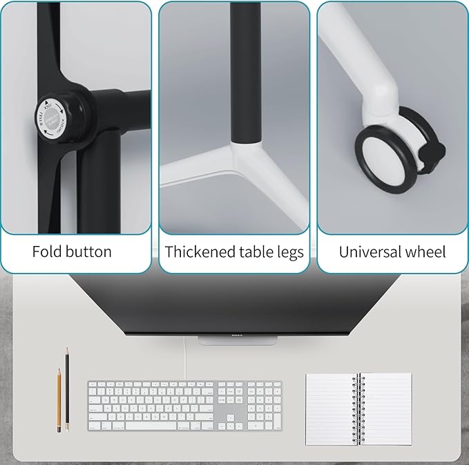 Folding Conference Table, Modern Conference Room Tables with Flip-Top Design, Foldable Conference Table Meeting Table with Wheels, Mobile Seminar Training Tables for Office Classroom (2, White 2)