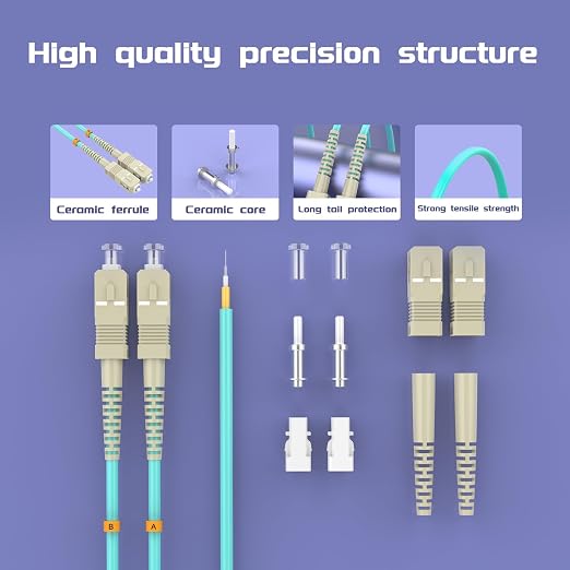 Fiber Patch Cable OM3 SC/UPC to ST/UPC 8ft/2.5meters, 10Gb/Gigabit MultiMode - Image 4