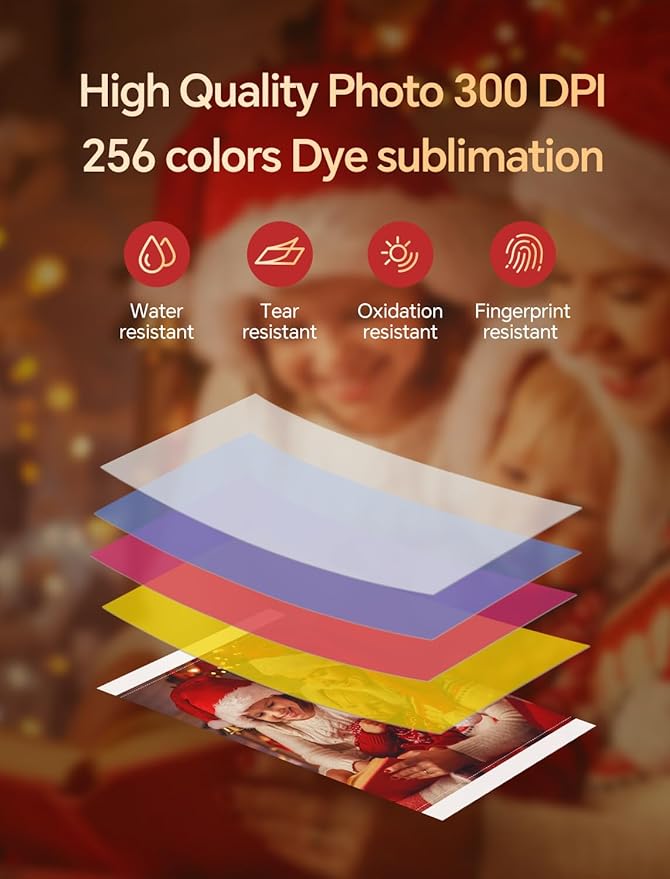 HPRT Photo Printer 4x6,+108Sheets&2ribbon,Instant Picture Printer for iPhone, Android, Smartphone,Portable Photo Printers for Home Use,Thermal Dye-Sublimation, AR Video Printing（White）