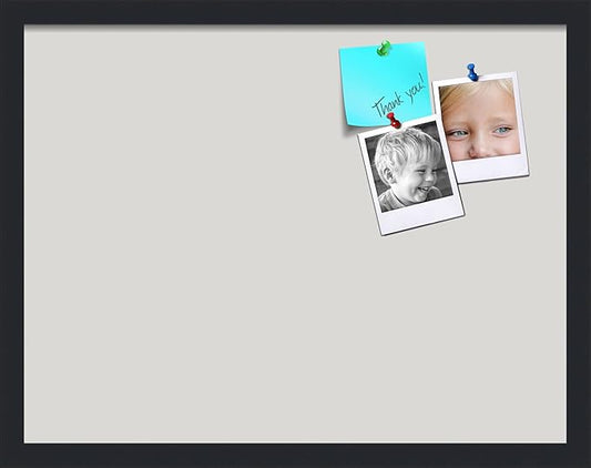 PinPix 22x17 Inch Cork Bulletin Board. This Decorative Framed Pin Board Comes with Light Stone Design and a Satin Black Frame. Ideal for Home Office Decor or Message Board (PinPix-1809)