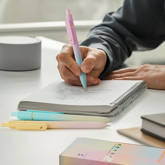 6pcs Gel Pens,0.5mm Fine Point Black Ink Pens With Smooth Writing,Premium Cute Rolling Ball Pastel Aesthetic Comfort Grip for School Office Supplies