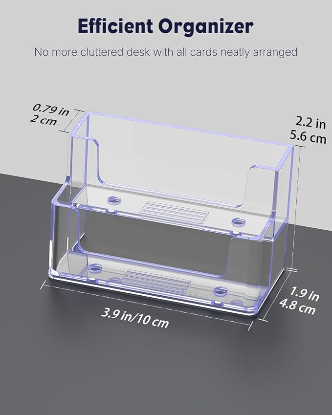 Uniclife 4 Pack Acrylic Business Card Holder for Desk 2 Slots Clear Business Card Display Stand for Men & Women Desktop Business Card Organizer Card Stand for Office Home Exhibition, 120 Card Capacity