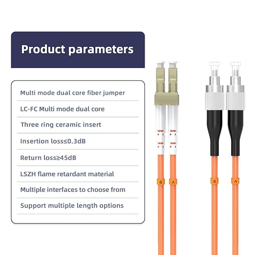 2.5M/8.2FT OM1 Fiber Patch Cable, LC/UPC to FC/UPC, 62.5/125μm, 10GB Multimode - Image 4