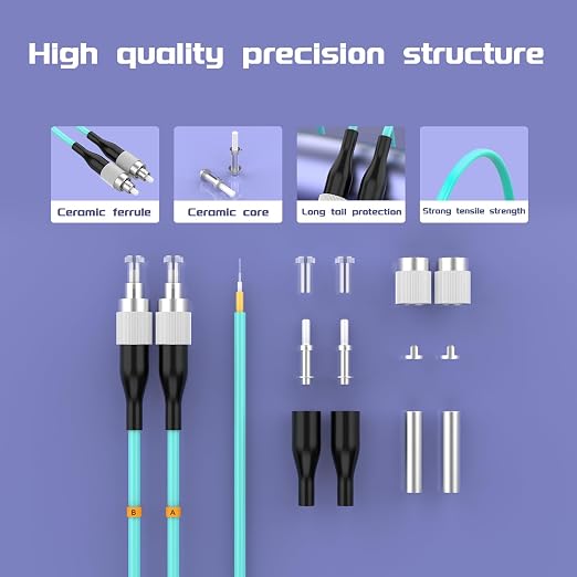 FC/UPC-FC/UPC Fiber Patch Cable OM3 35Meter/115ft 10GB Multimode Jumper Duplex - Image 4