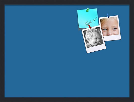 PinPix 27x20 Inch Cork Bulletin Board. This Decorative Framed Pin Board Comes with Navy Pastel Design and a Satin Black Frame. Ideal for Home Office Decor or Message Board (PinPix-1811)