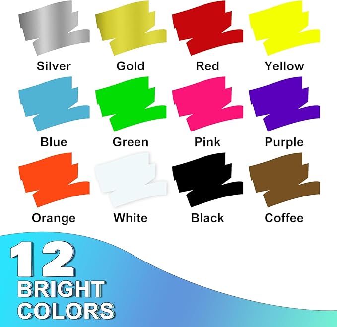 FansArriche Jumbo Chalk Markers, 15mm Window Markers for Glass Washable, 12 Colors Liquid Chalk Marker Erasable for Chalkboard, Blackboard, Car