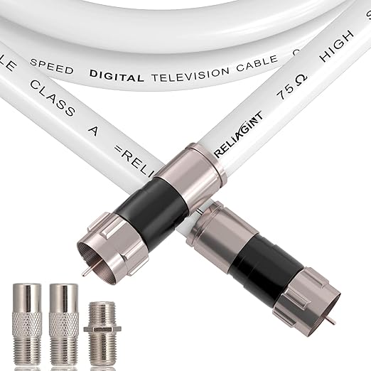 25ft RG6 Coaxial Cable White, 75 Ohm Coax Cable by RELIAGINT