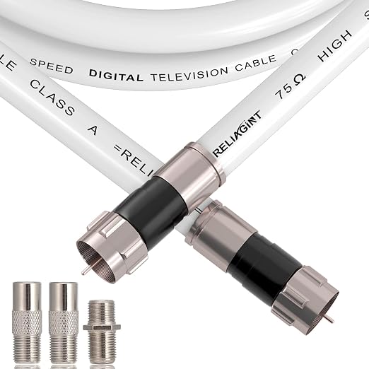 25ft RG6 Coaxial Cable White, 75 Ohm Coax Cable by RELIAGINT