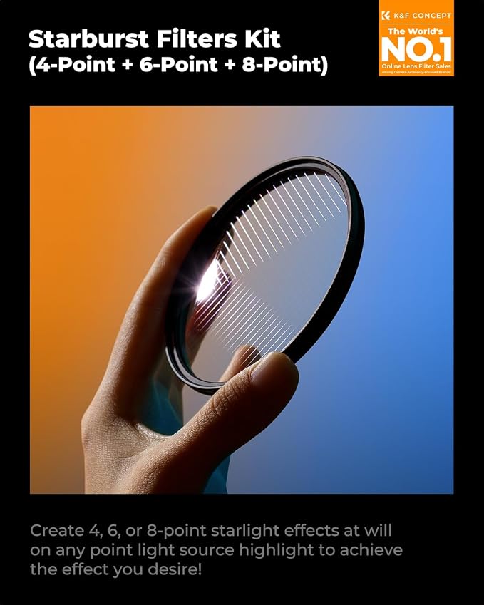 K&F CONCEPT 52mm Star Filters Kit 4 Points 6 Points 8 Points Cross Screen - Image 2