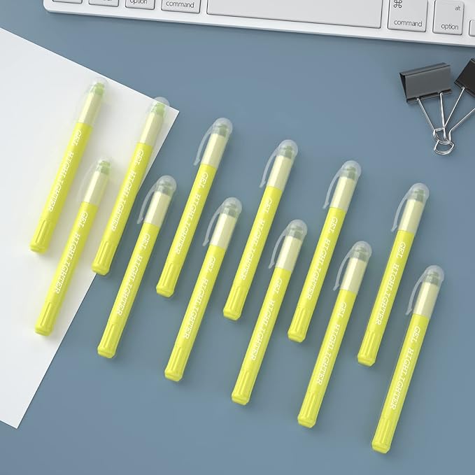 feela 12 Pack Yellow Gel Bible Highlighters Markers Journaling Supplies, No Bleed Through For Highlighting Journal School Office
