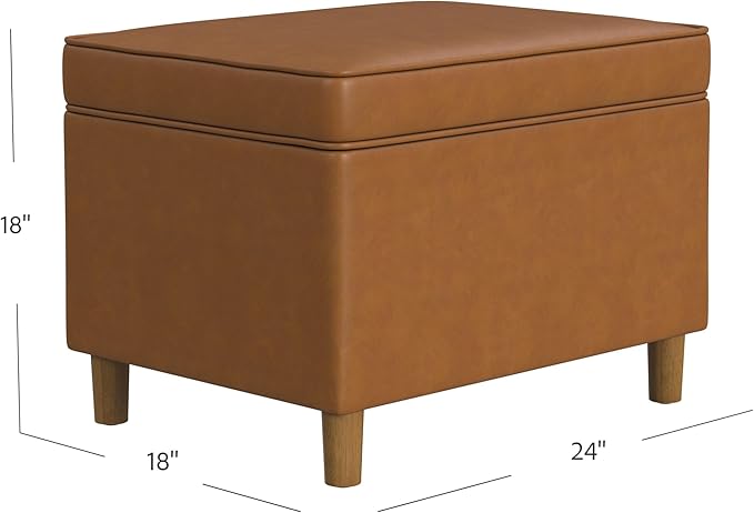 Home Decor | Dinah Collection Modern Storage Ottoman | Ottoman with Storage for Living Room & Bedroom(Carmel Faux Leather)