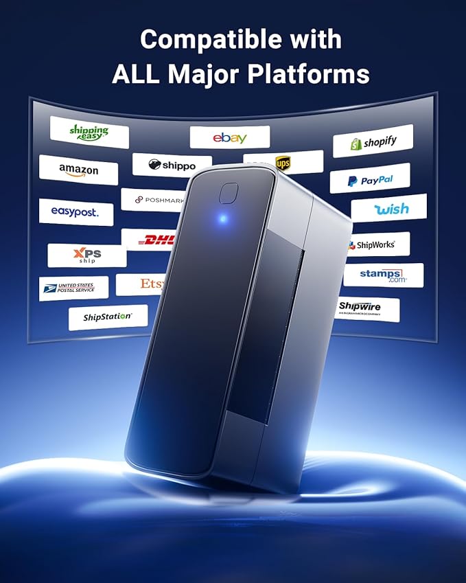 Bluetooth Thermal Shipping Label Printer 4x6, Wireless Shipping Label Printer for Small Business, Desktop Label Printers for Shipping Packages, Compatible with Amazon, Ebay, Shopify, Etsy, USPS