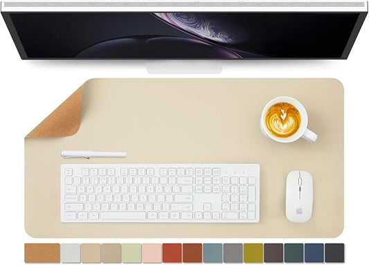 Cork Desk Mat - Dual-Sided Desk Pad for Office and Home - Desk Organization and Accessories - Ideal for Large Mouse Pad and Desk Mats on Top of Desks(Beige,27.6"x 13.8")