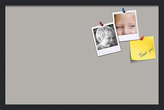 PinPix 28x18 Inch Cork Bulletin Board. This Decorative Framed Pin Board Comes with Dark Stone Design and a Satin Black Frame. Ideal for Home Office Decor or Message Board (PinPix-1808)