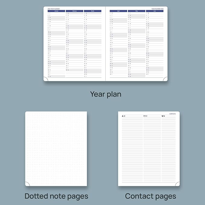 POPRUN Weekly Planner 2025-2026, 7.25'' x 8.5'', 15-Minute Hourly Appointment Book (July 2025-June 2026) with PU Leather Softcover, Monthly Tabs, Inner Pocket - Brown