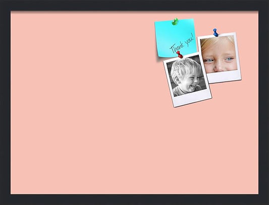 PinPix 23x17 Inch Cork Bulletin Board. This Decorative Framed Pin Board Comes with Pink Pastel Design and a Satin Black Frame. Ideal for Home Office Decor or Message Board (PinPix-1813)