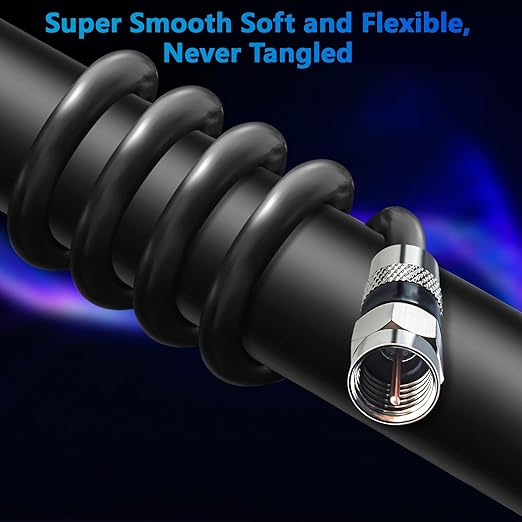 Elecan 2 Ft/2 Pack RG6 Coaxial Coax Cable Connectors Set, Quad Shielded - Image 5
