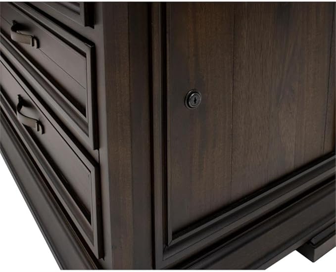 BOWERY HILL Executive Lateral File with Solid Wood Plank Top in Brown