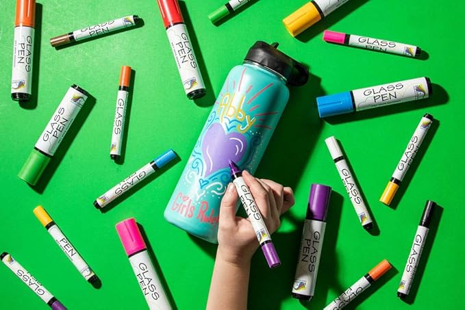 Glass Pen Window Marker: Liquid Chalk Pens for Glass, Whiteboard Markers with Washable Paint - Graduation, Car Windows, Mirror Pen, Storefront, Wedding, Parade, Party & Holiday (Yellow, Fine Tip)