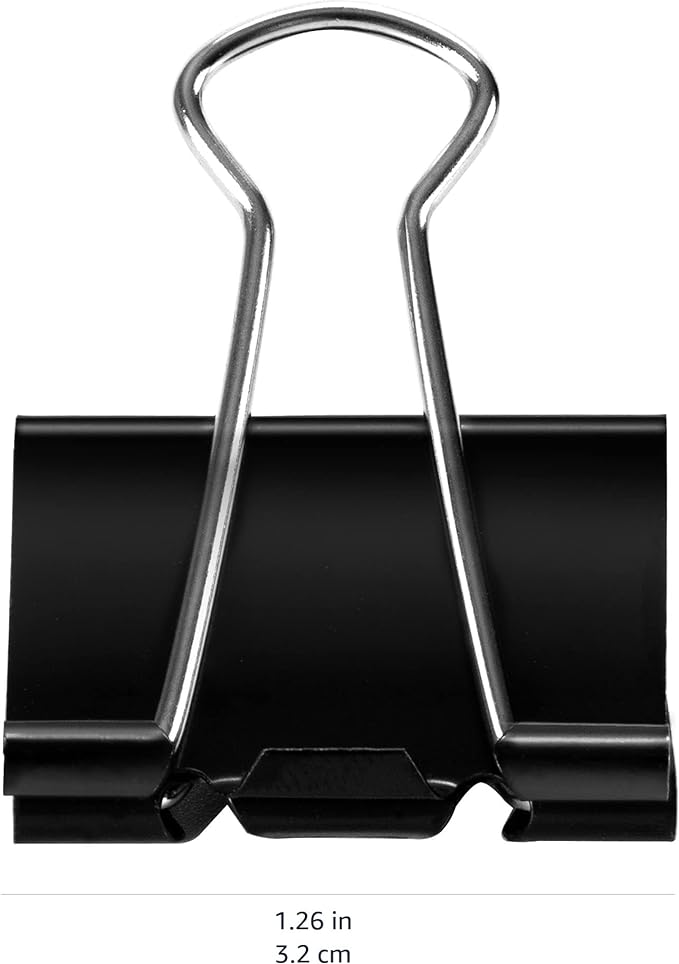 Amazon Basics Binder Paper Clips, Medium Clip (Small Box), 24 Count, 2 Pack of 12, Black