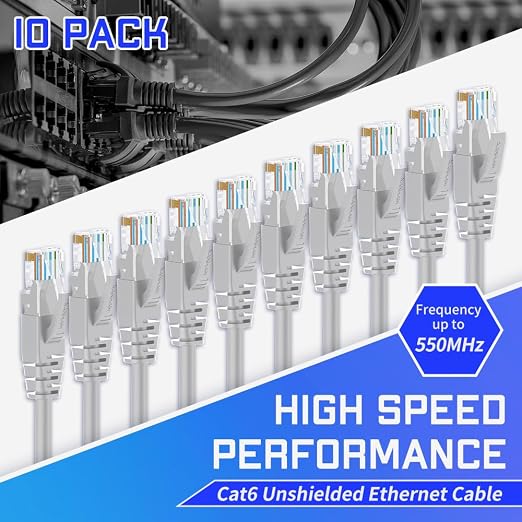 Cat6 Ethernet Cable 3 Feet 10 Pack Network RJ45 Cat6 Internet Patch Cable - Image 2