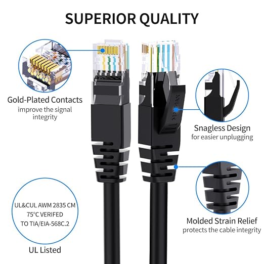 Cat 6 Ethernet Cable 1 ft Network RJ45 Unshielded Cat6 Patch Cable Internet - Image 3