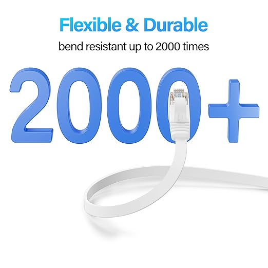 Cat 6 Flat Ethernet Cable 7 FT, UTP 10Gbps High-Speed Cat6 Ethernet Cable - Image 4
