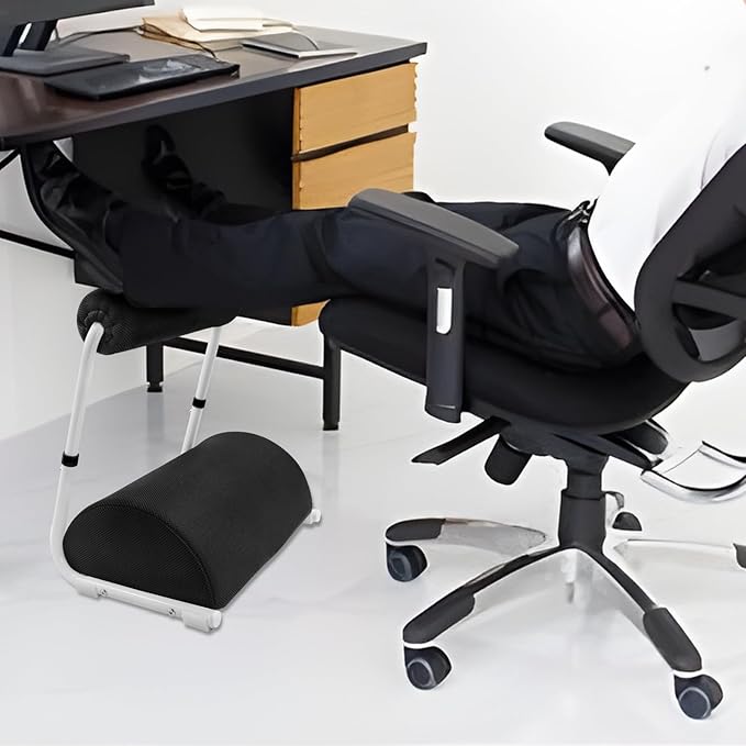 Foot Rest for Under Desk at Work - 3 Positions Height Adjustable Leg Rest for Office or Home Use, Ergonomic Footrest with Detachable Cushion