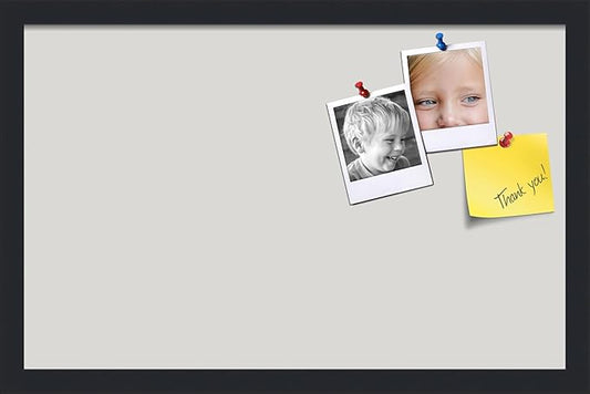 PinPix 22x14 Inch Cork Bulletin Board. This Decorative Framed Pin Board Comes with Light Stone Design and a Satin Black Frame. Ideal for Home Office Decor or Message Board (PinPix-1809)