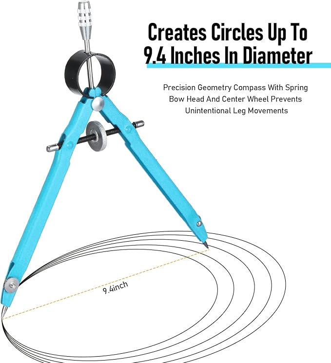 EBOOT Student Geometry Math Set, Drawing Compass and 6 Inch Clear Swing Arm Protractors 180 Degree Math Protractor(Blue and Blue)