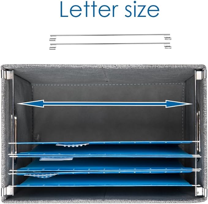 PRANDOM File Organizer Box - Set of 4 Collapsible Decorative Linen Filing Storage Hanging File Folders with Lids Office Cabinet Letter Size Pink (14x9.3x10.8 inch)