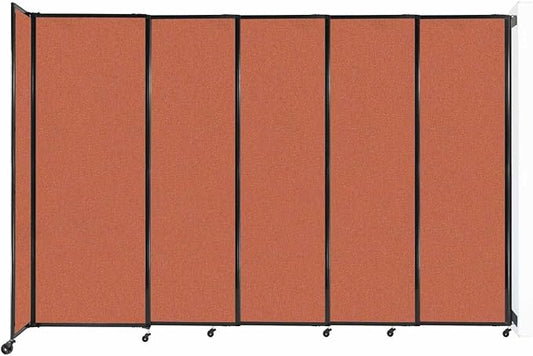 Wall-Mounted Sliding StraightWall Room Divider | Adjustable Widths | Locking Wheels | Room Separator | Up to 11'3" Wide x 7'6" Tall Papaya Fabric Panels