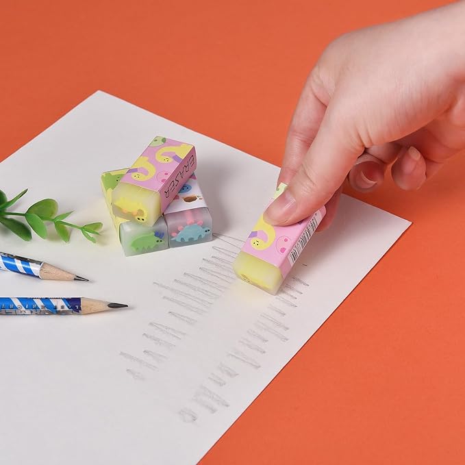 18 Pack Colorful Dinosaur Jelly Erasers for Kids, Kawaii School Supplies Prize Gifts Party Favors