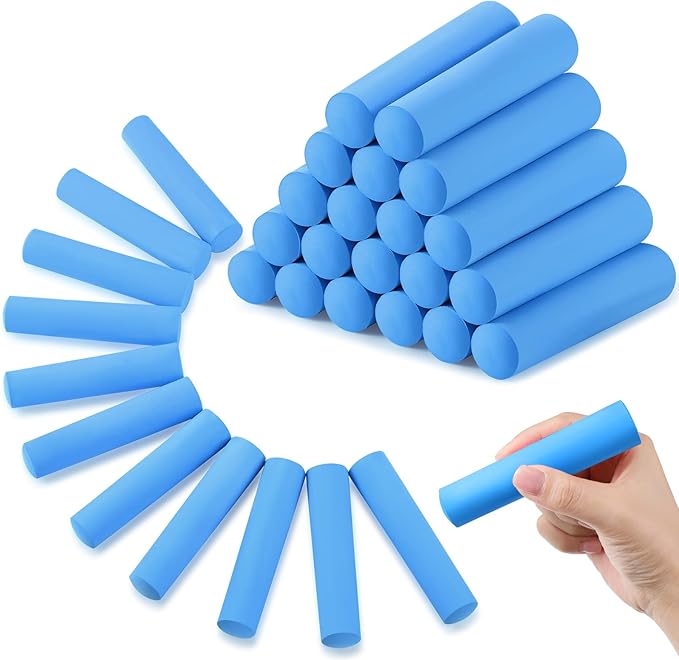 Fulmoon 40 Pcs Jumbo Sidewalk Chalk for Kids Outdoor Art Non Toxic Large Washable Street Chalk for Adults Drawing Painting Classroom(Blue,Round Style)