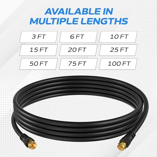 Cables Direct Online Pack of 2 x Coaxial Cables 15FT Black Coax RG6 Male F Type - Image 4