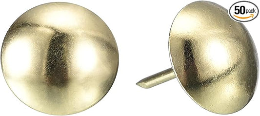 uxcell Upholstery Tack Nail Pins Furniture, 50Pcs 16x20mm Thumb Tack Pins Assortment Kit Carbon Steel for Home Sofa DIY Decorative Nail Heads Nails, Gold