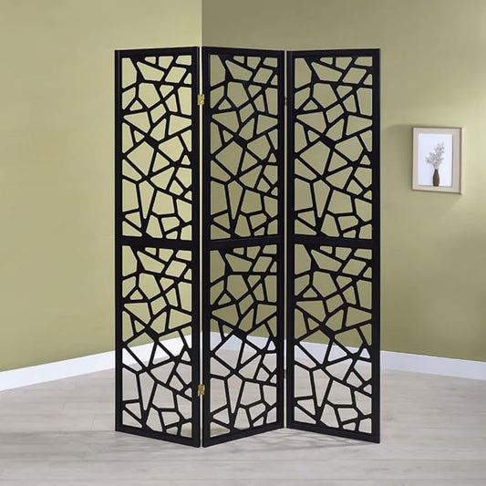 NicBex Room Divider 3 Panel Room Dividers with Complex Pattern Designs Partition Room Dividers and Folding Privacy Screens Wall Divider for Home, Office, Room Separation,52"W x 0.75"D x 70.25"H, Black